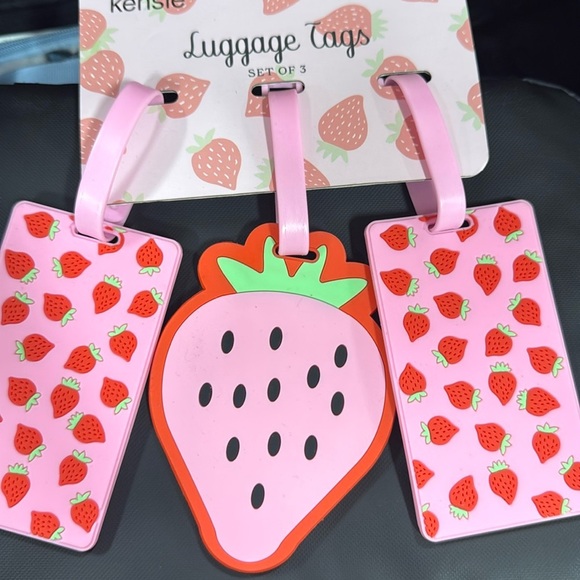 Kensie Handbags - Kensie Strawberry Luggage Tags Pink And Red 3pc Set RT Lm
